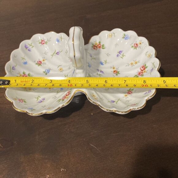Takahashi Victoria Porcelain Double Sided Relish Candy Dish Floral Painted - Picture 10 of 11